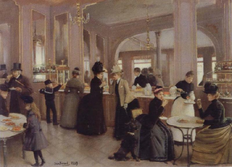 Jean Beraud the Patisserie Gloppe on the Champs-Elysees oil painting image